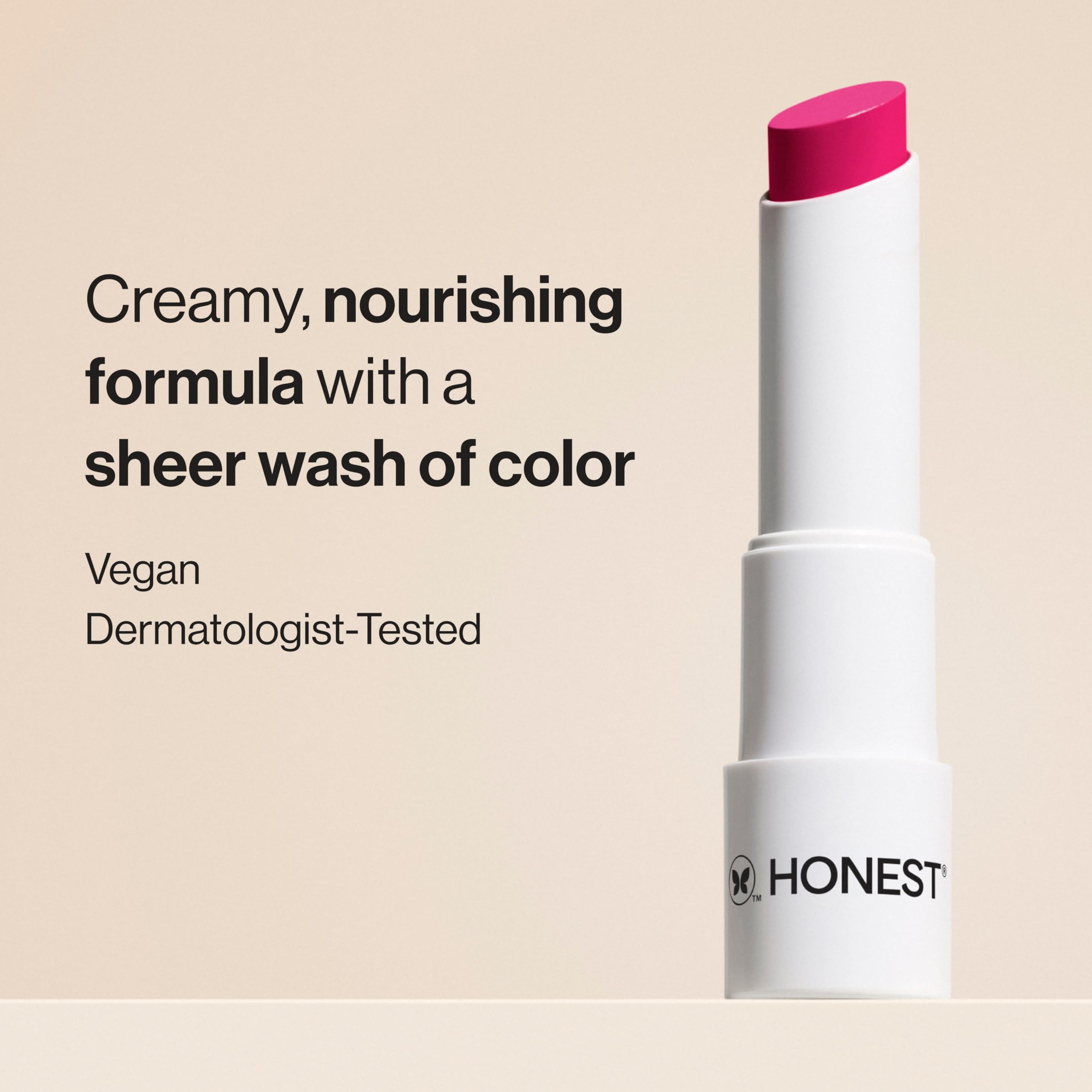 Honest Beauty Lychee Fruit tint provides nude glow while nourishing lips.