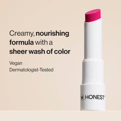 Honest Beauty Lychee Fruit tint provides nude glow while nourishing lips.