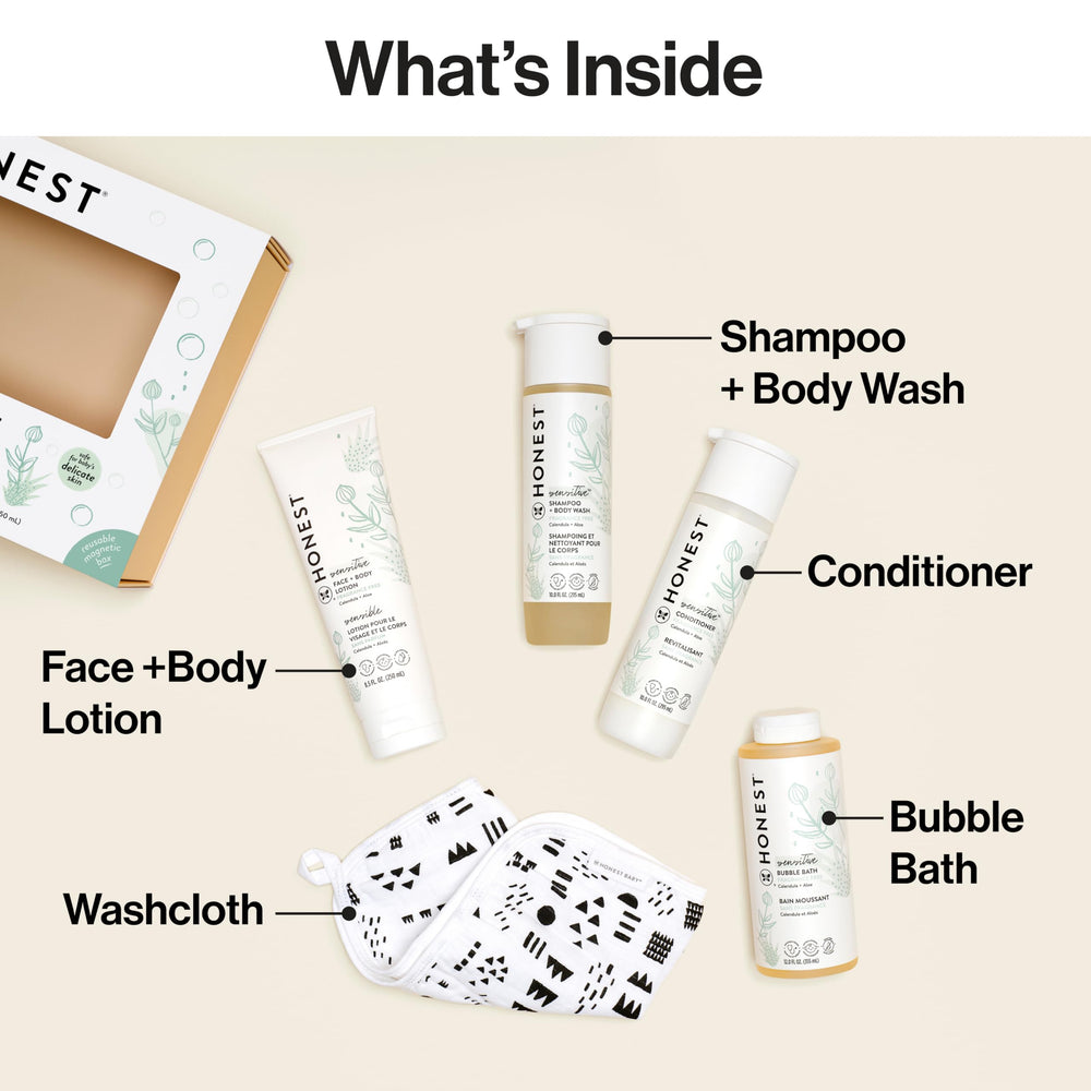 Honest fragrance-free conditioner bottle leaves hair soft and easy to manage.