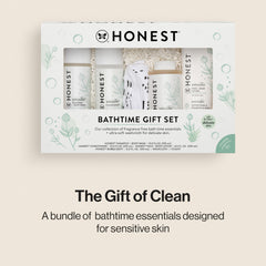 Honest fragrance-free shampoo and body wash bottle ready for gentle head-to-toe cleansing.