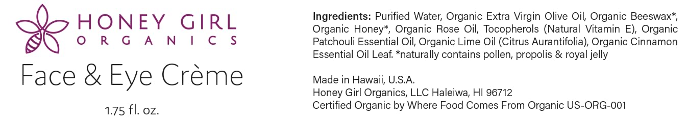 Jar of Honey Girl Organics Face & Eye Creme with daily skincare routine setup