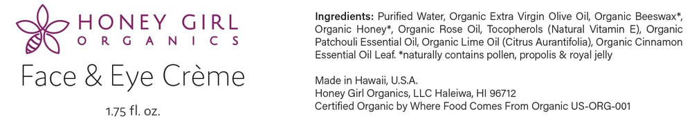 Jar of Honey Girl Organics Face & Eye Creme with daily skincare routine setup