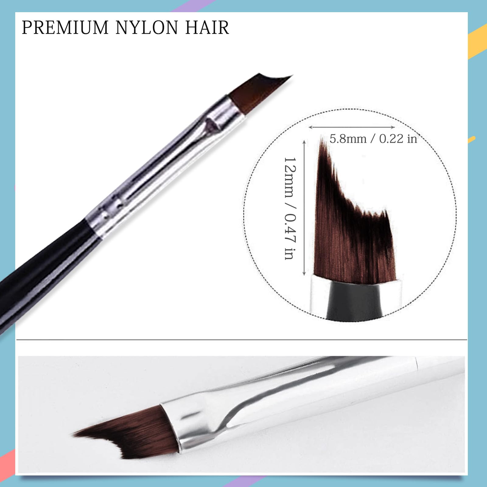 Honey Joy angled-tip nail art brush ideal for clean C curves.