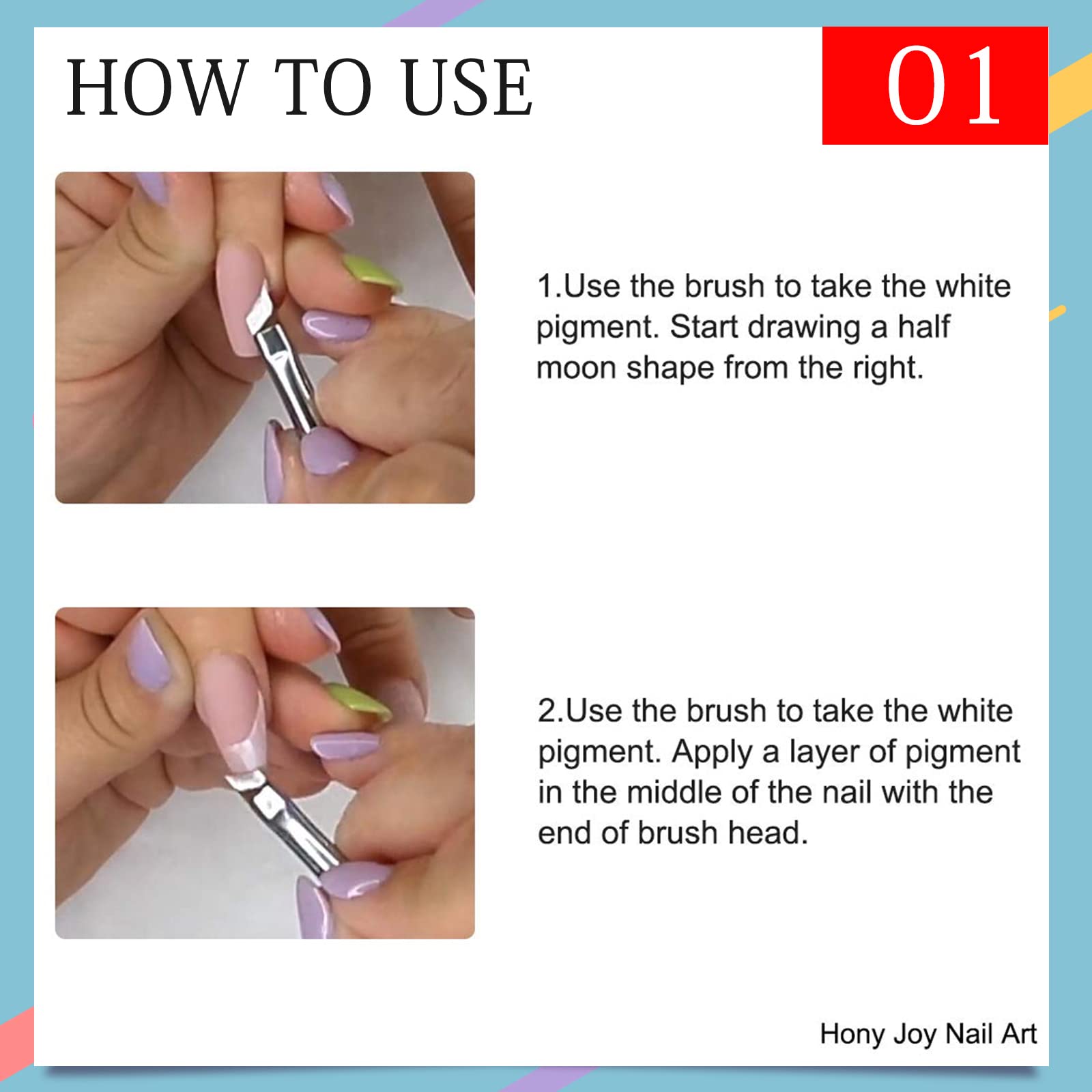 Honey Joy UV gel compatible brush for seamless gel French designs.