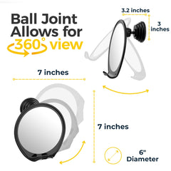 HONEYBULL durable acrylic shower mirror; shower-safe and shatter-resistant design.
