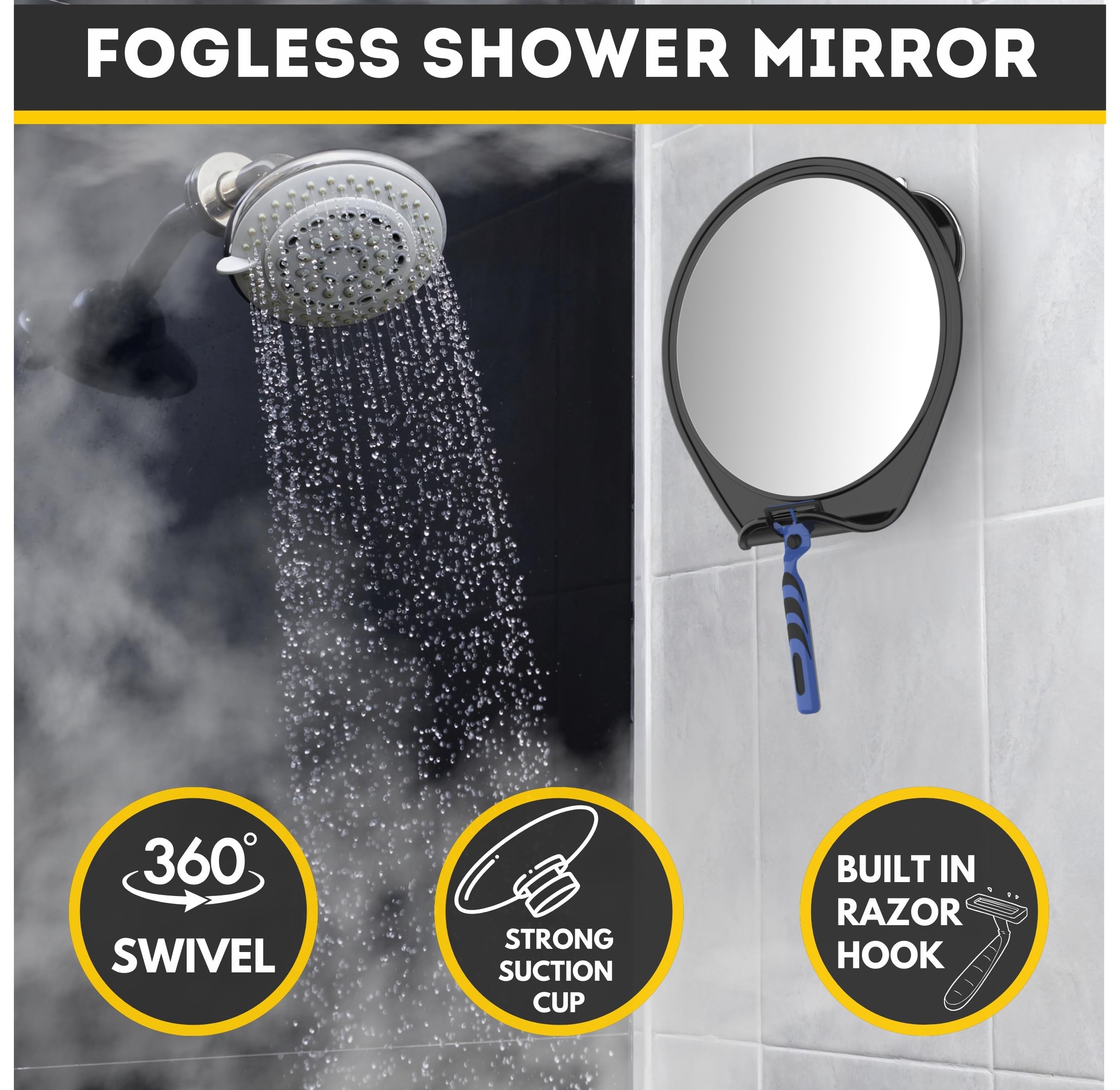 HONEYBULL easy-install suction; mounts on any shower surface without drilling.