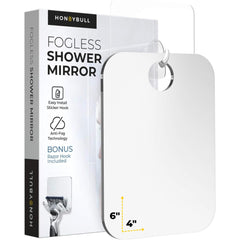 HoneyBULL fogless shower mirror with anti-fog coating for steamy bathrooms