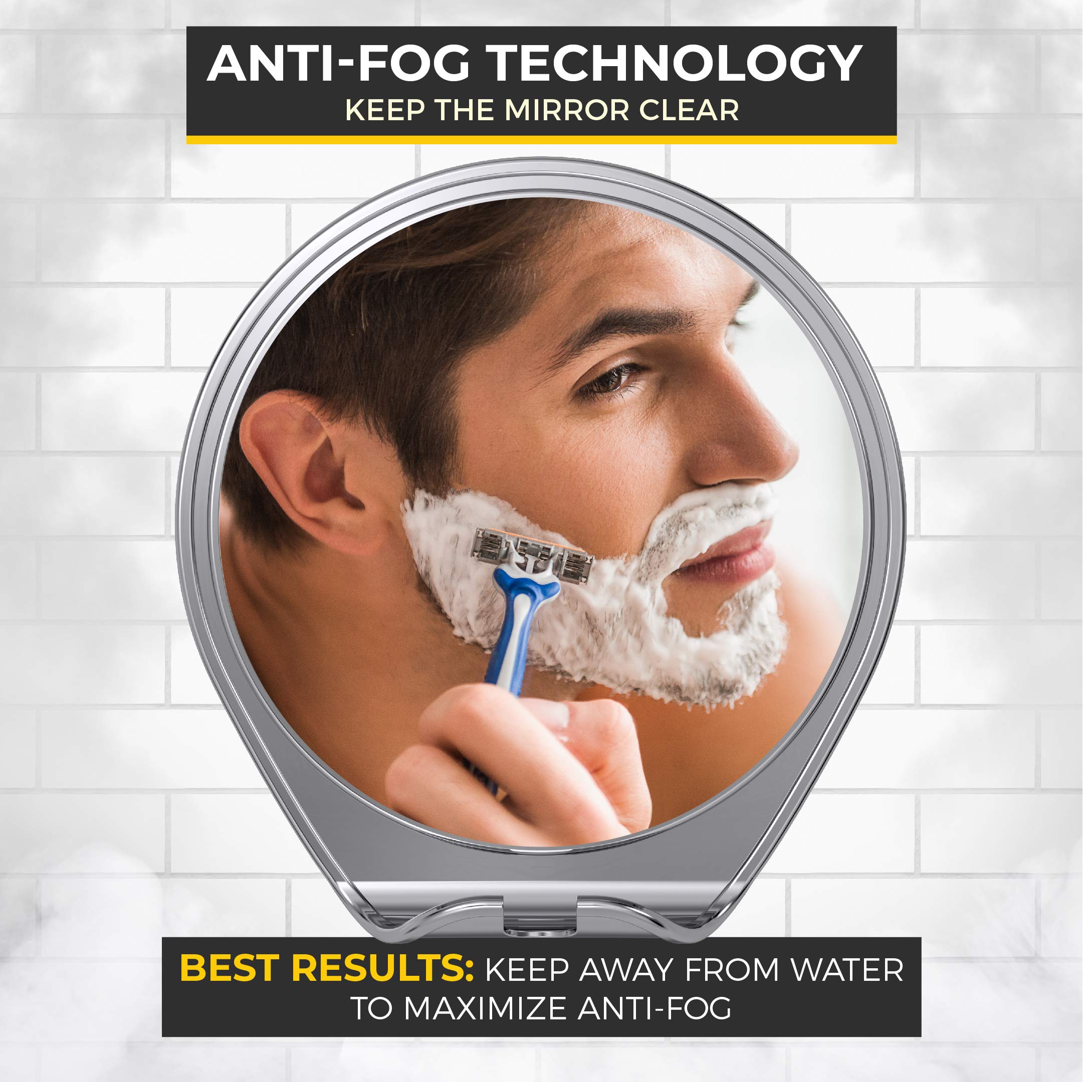 HONEYBULL fogless mirror with razor holder keeps grooming tools organized