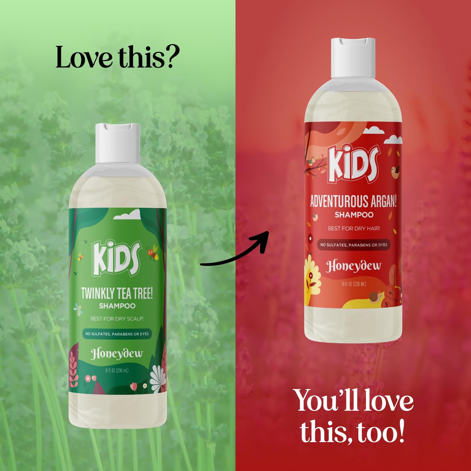 Honeydew Champú Infantil aroma suave de lavanda durante el baño.