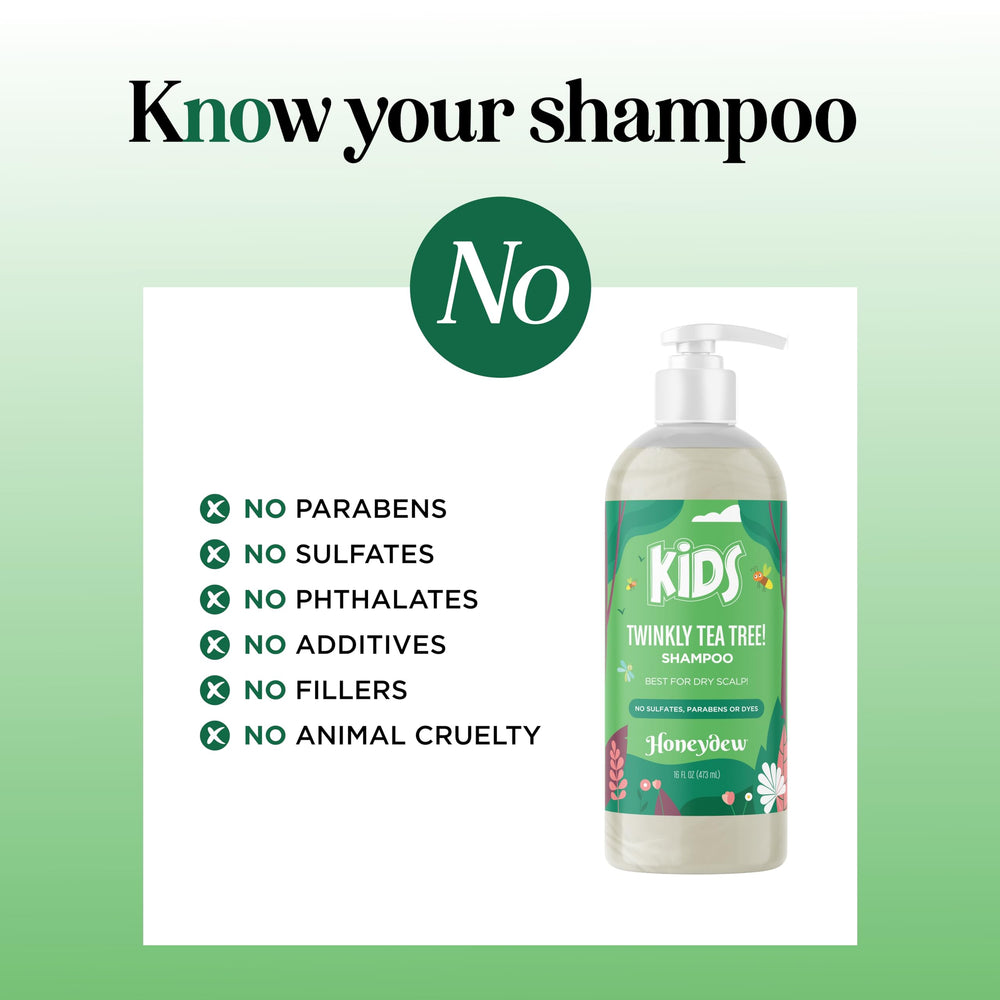 HONEYDEW rosemary oil graphic, suggesting soothing, fragrant care for kids' hair.