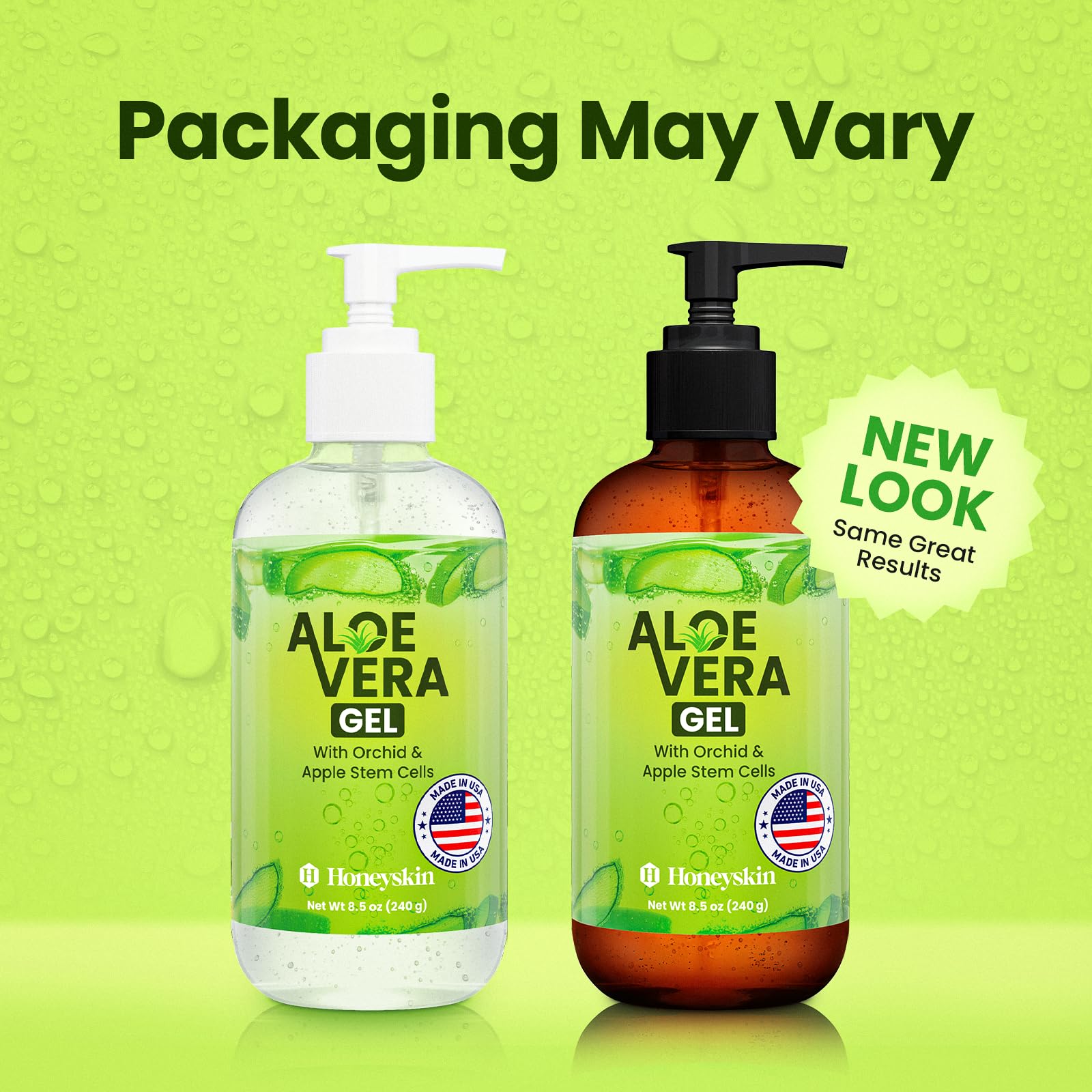 Honeyskin gel de aloe vera, formato multipropósito para rutina diaria de cuidado.