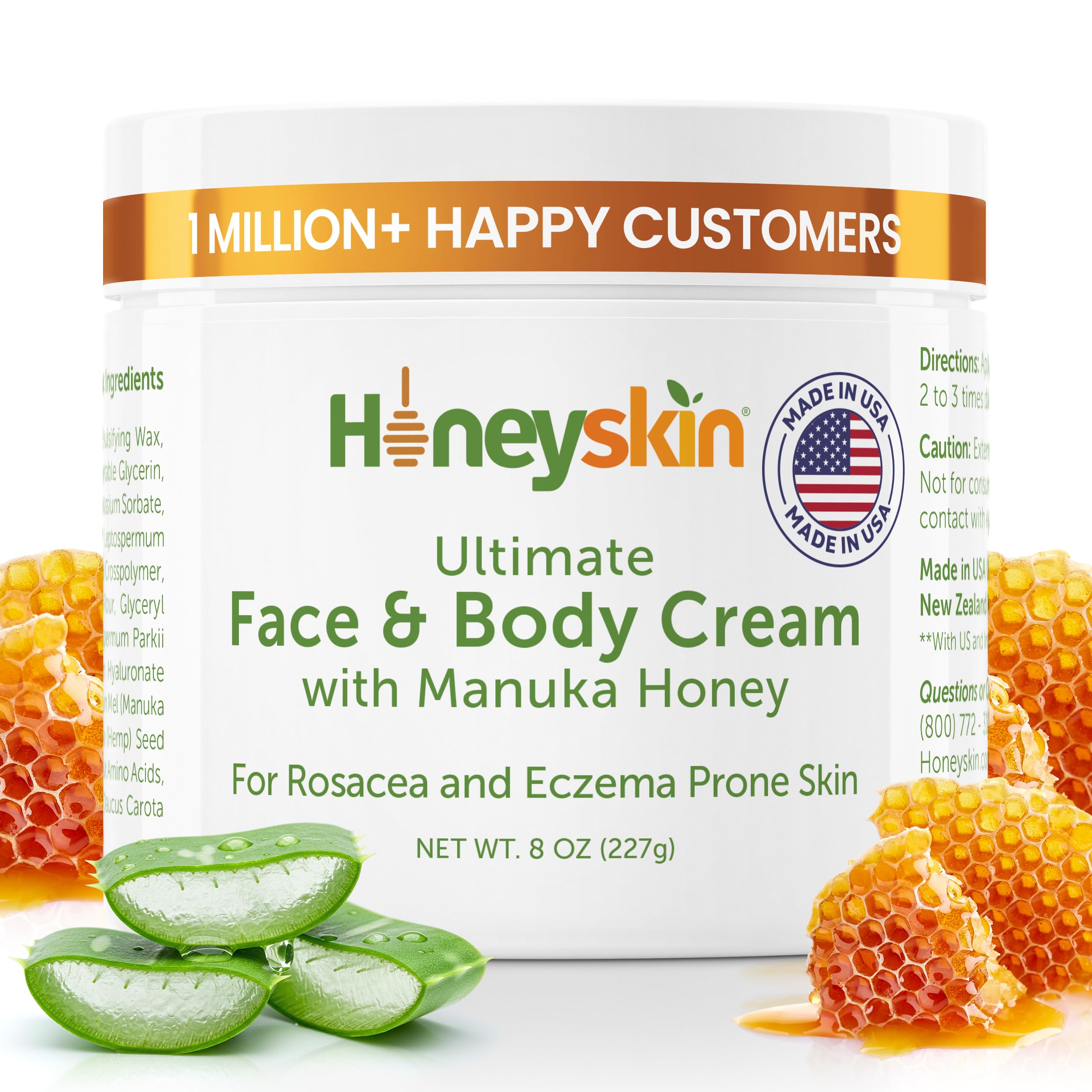 Honeyskin Manuka Honey Face Moisturizer bottle offers lasting hydration for dry skin.