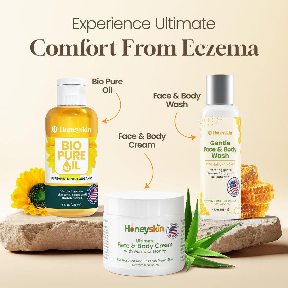 Honeyskin product packaging outer box signals organic, USA-made care.