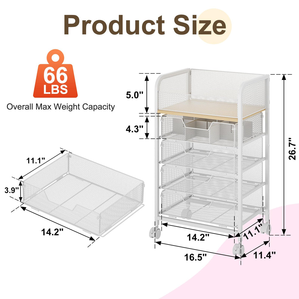 Hongtamoya makeup cart four drawers store cosmetics and skincare with space to spare