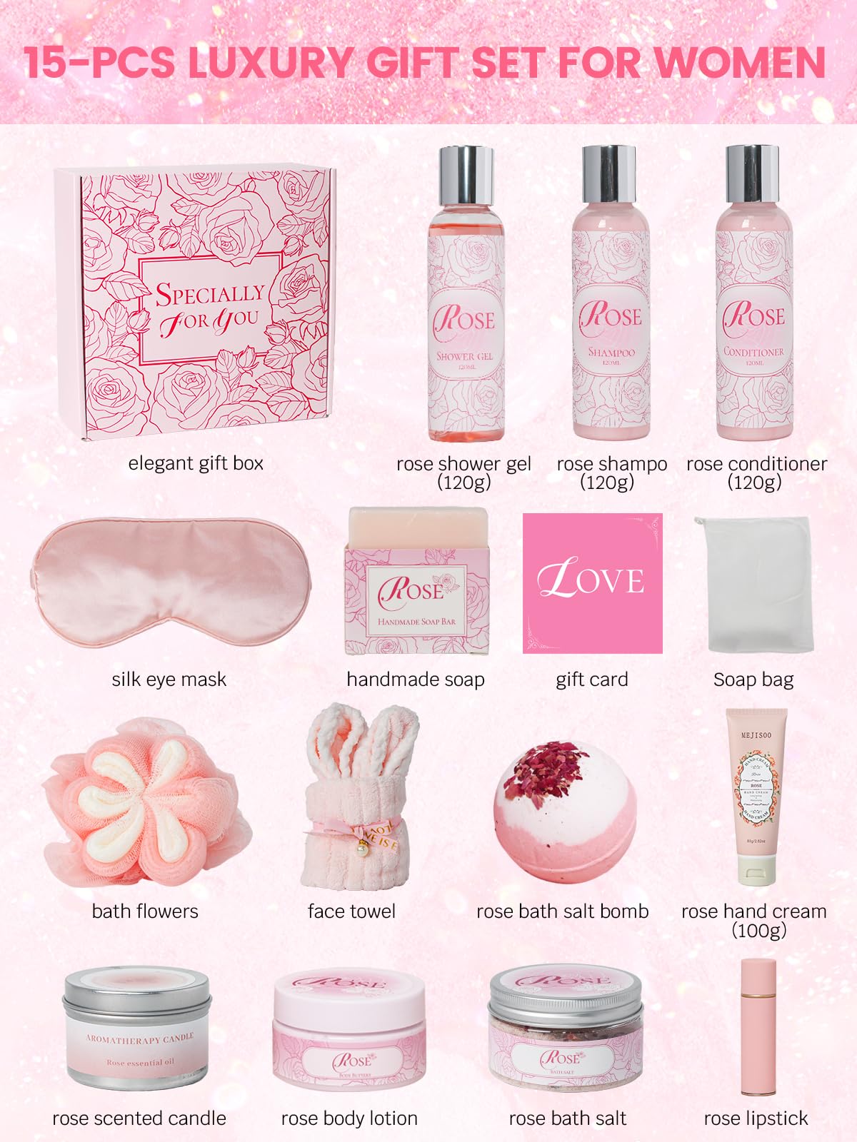 honiitaa-rose-bath-bomb creates fragrant bubbles for a relaxing soak.