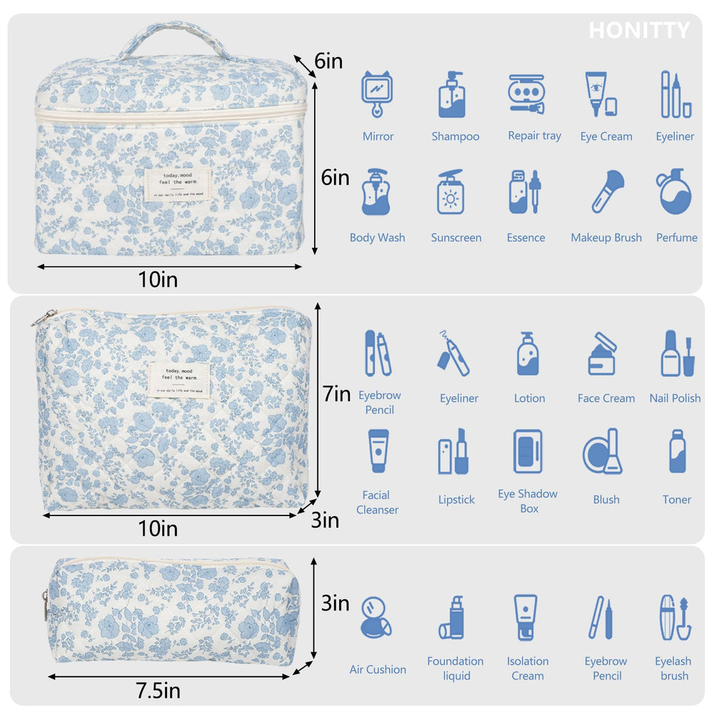 Honitty cotton makeup bag back view with soft fabric suitable for light daily use