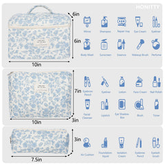 Honitty cotton makeup bag back view with soft fabric suitable for light daily use