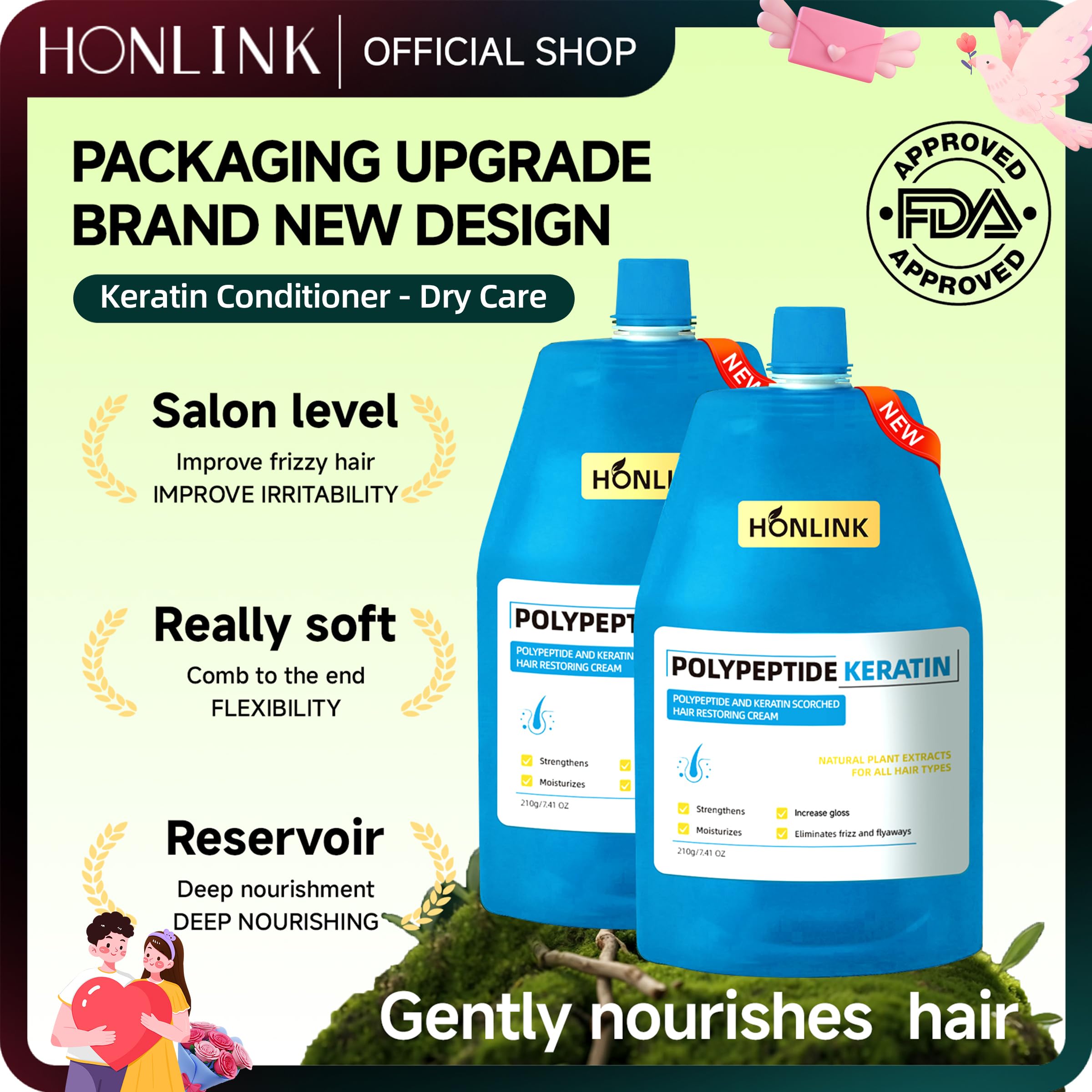 HONLINK textura suave y brillo visible en el pelo
