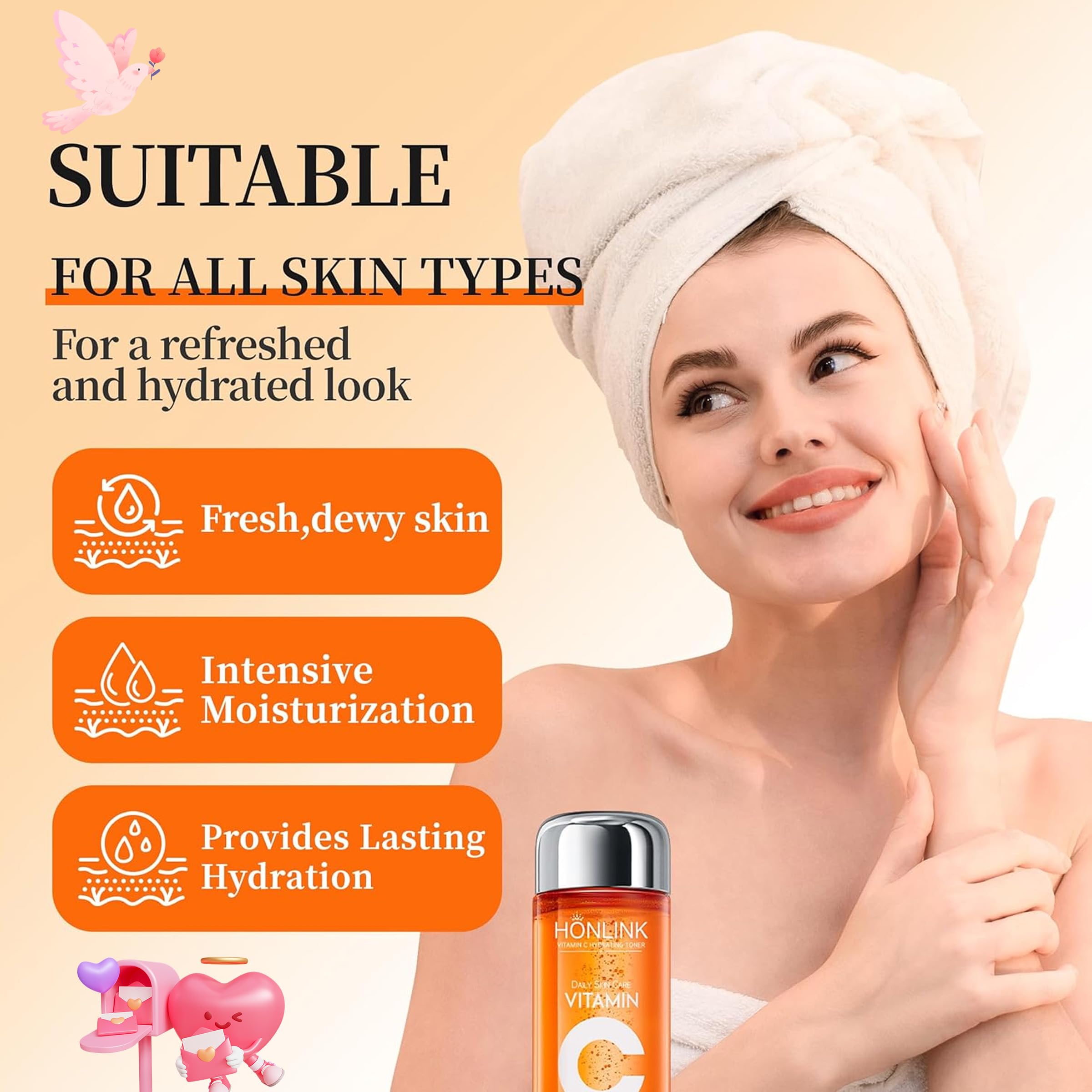 HONLINK Vitamin C Toner ingredients Niacinamide and Hyaluronic Acid for balance and hydration