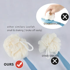 HONOMA curved long-handle back scrubber enables easy reach to the back.