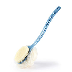 HONOMA Shower Back Scrubber with bristles and loofah for thorough cleansing.
