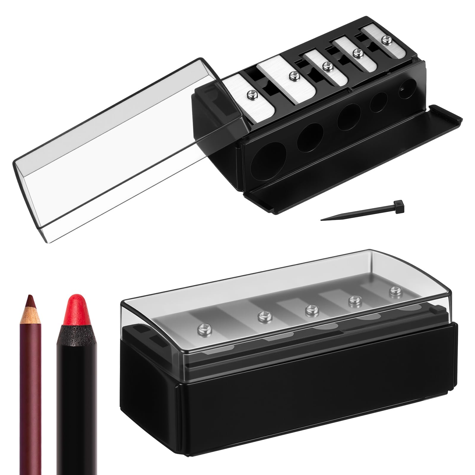 Honoson 2-pack 5-hole sharpener top view for versatile makeup pencils.