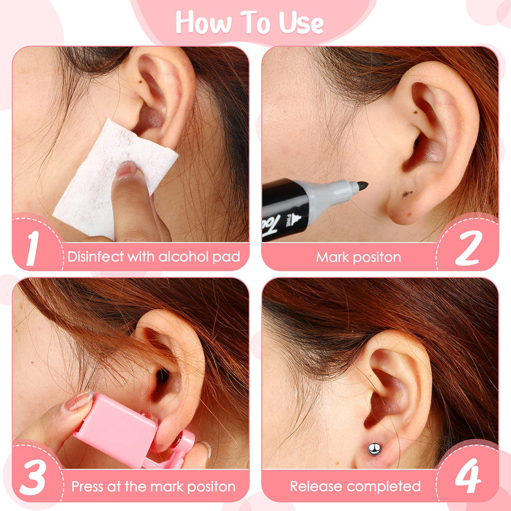 Honoson aretes con cuentas rosadas para perforación de oreja
