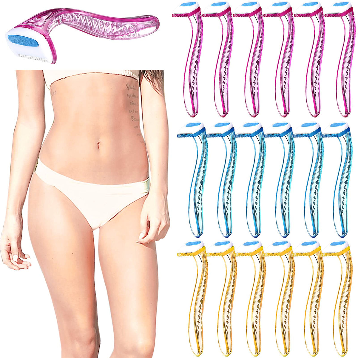 Honoson bikini razors pack with color options for at-home grooming.