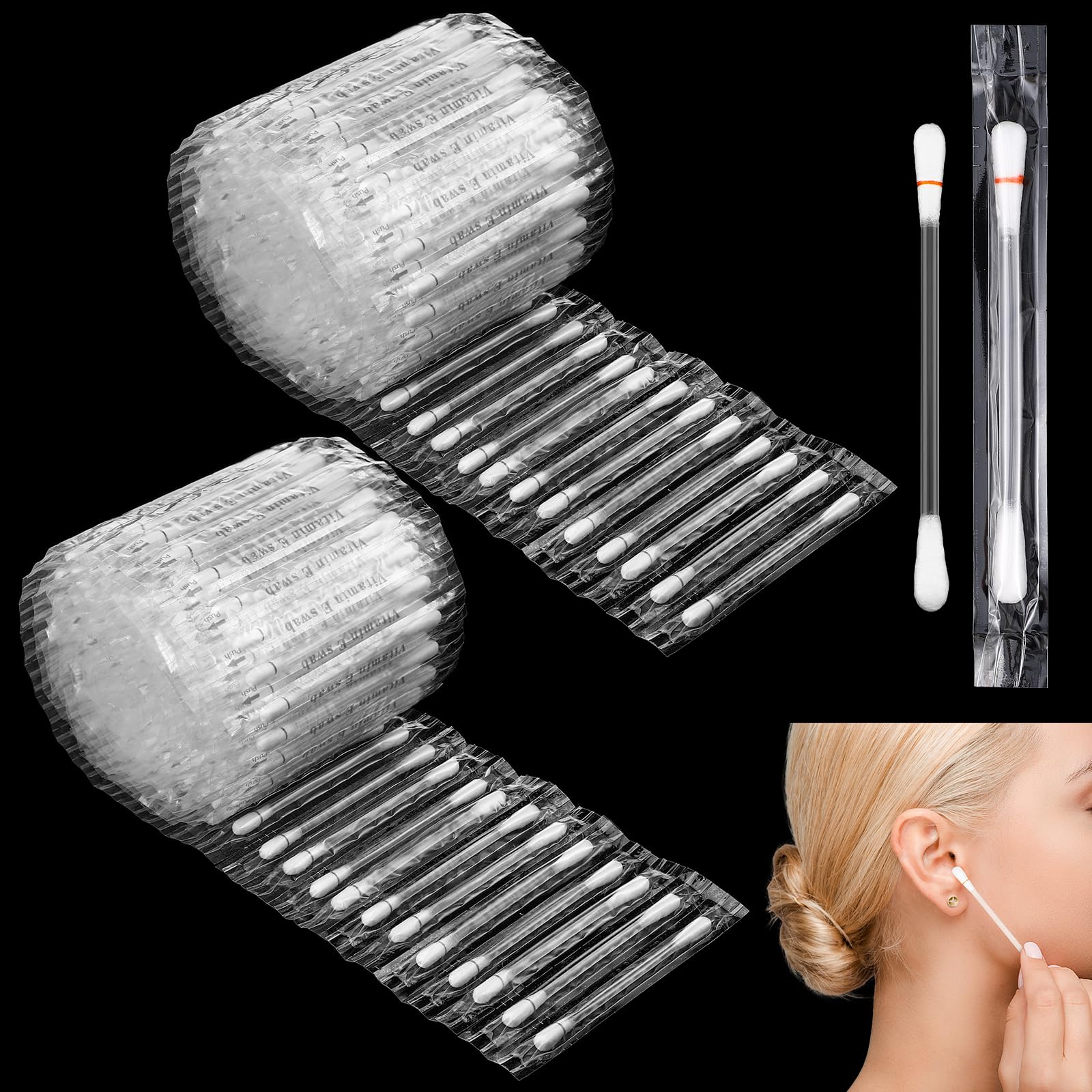 Hoolerry 200 aplicadores para cuidado de piercings: limpieza suave para zonas delicadas.