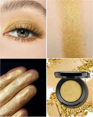 HOOMUSS Gold Eyeshadow compact closeup highlights premium mineral shimmer and smooth glide.