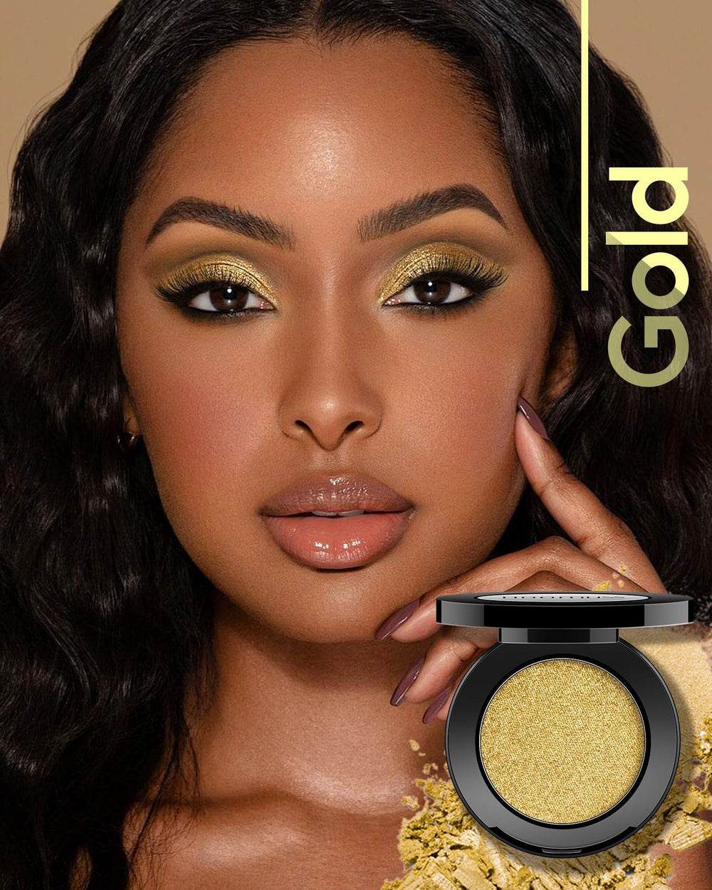 HOOMUSS Gold Eyeshadow swatches show rich pigment for bold, long-lasting eyelid color.