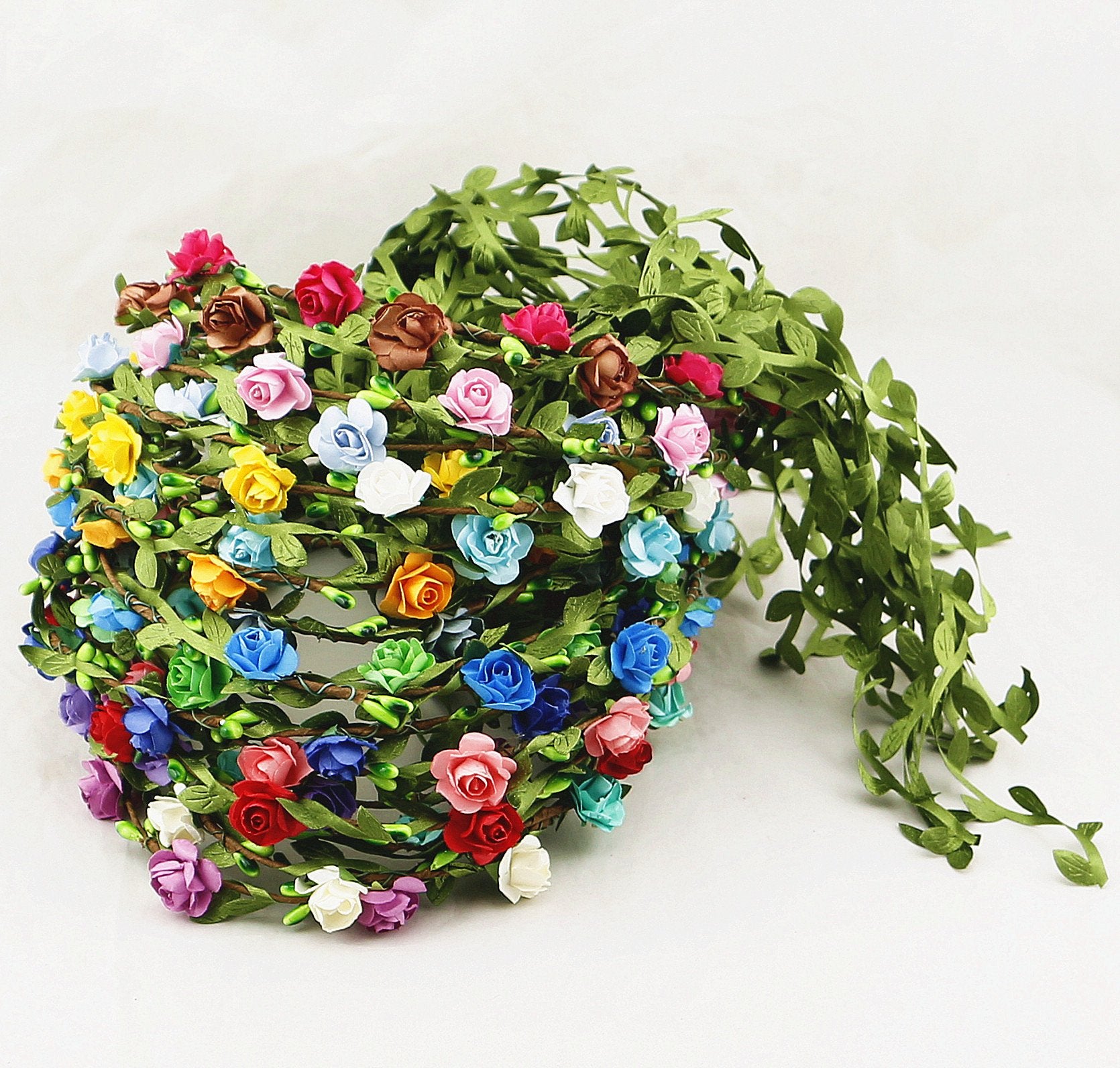 HOPEANT corona de flores verde, ideal para fotos de primavera al aire libre.