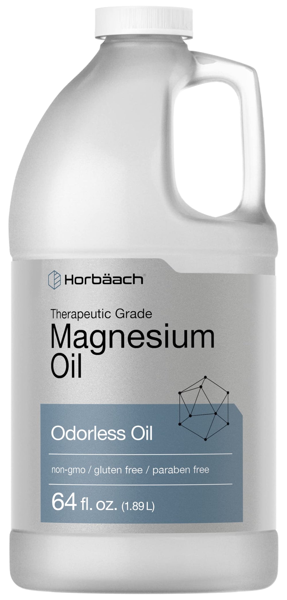 Horbaach Aceite de Magnesio, botella 64 onzas, para baño y bienestar.