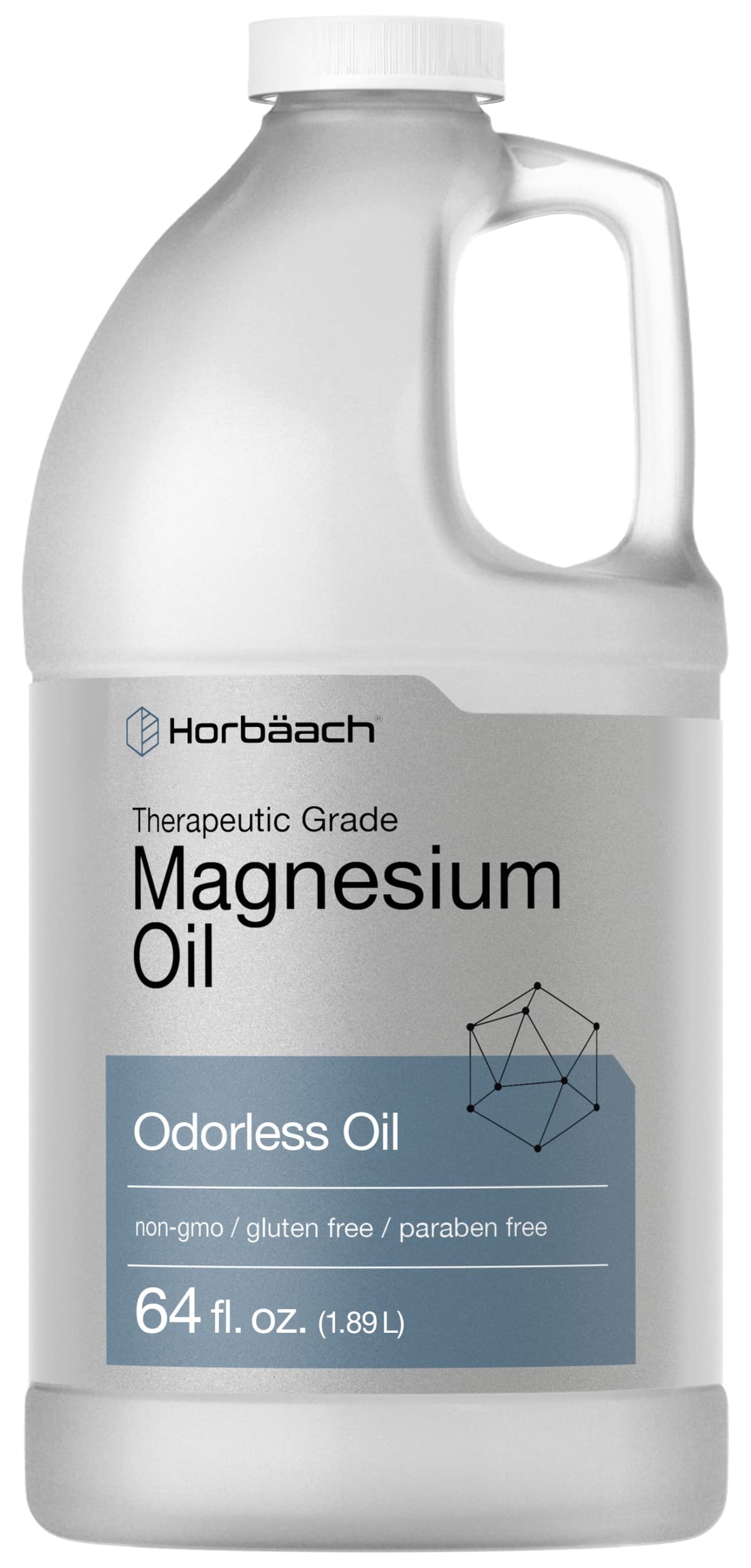 Horbaach Aceite de Magnesio, botella 64 onzas, para baño y bienestar.