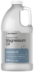 Horbaach Aceite de Magnesio, botella 64 onzas, para baño y bienestar.