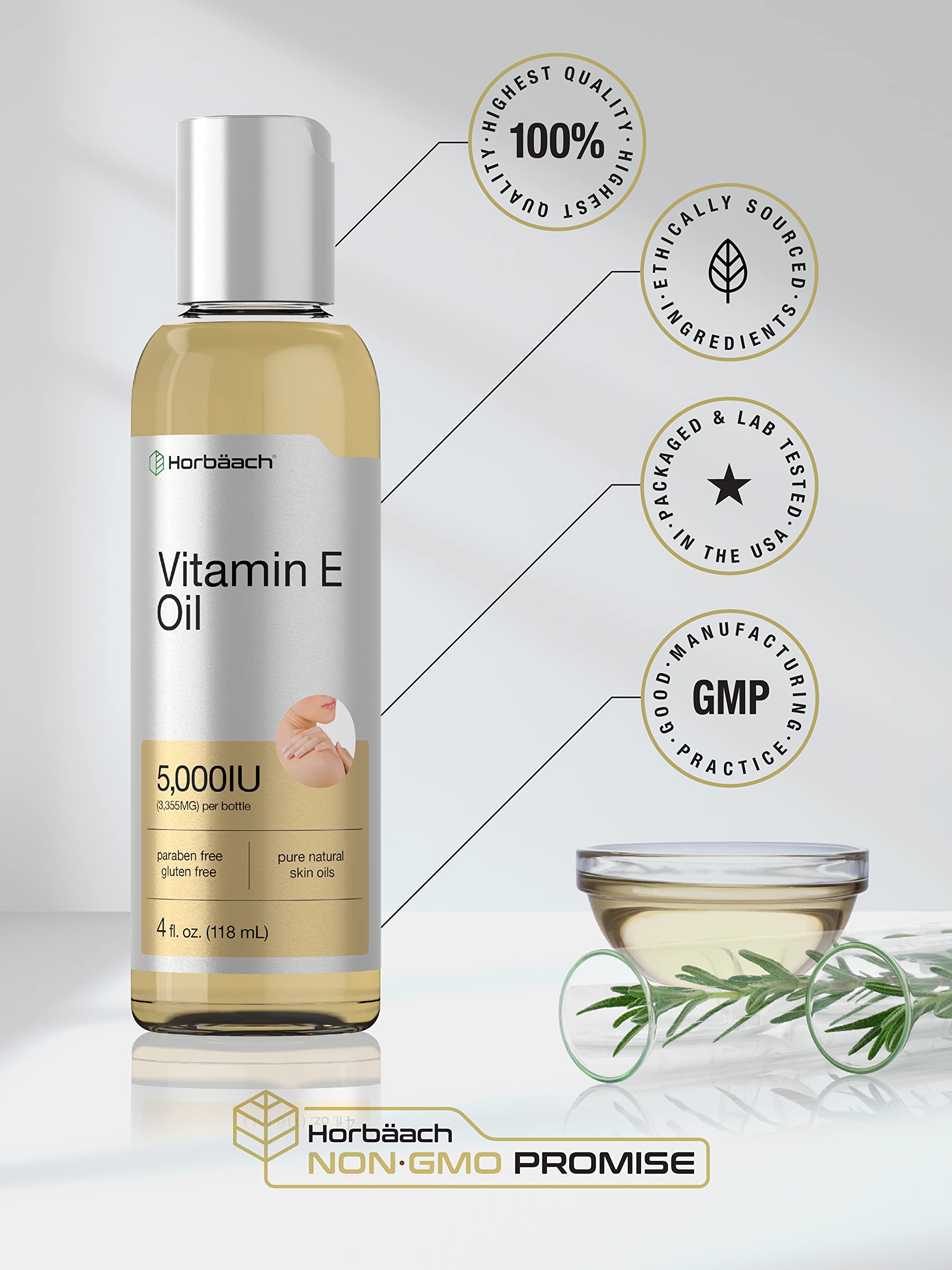 Horbäach Vitamin E Oil on elbows to soften dry skin