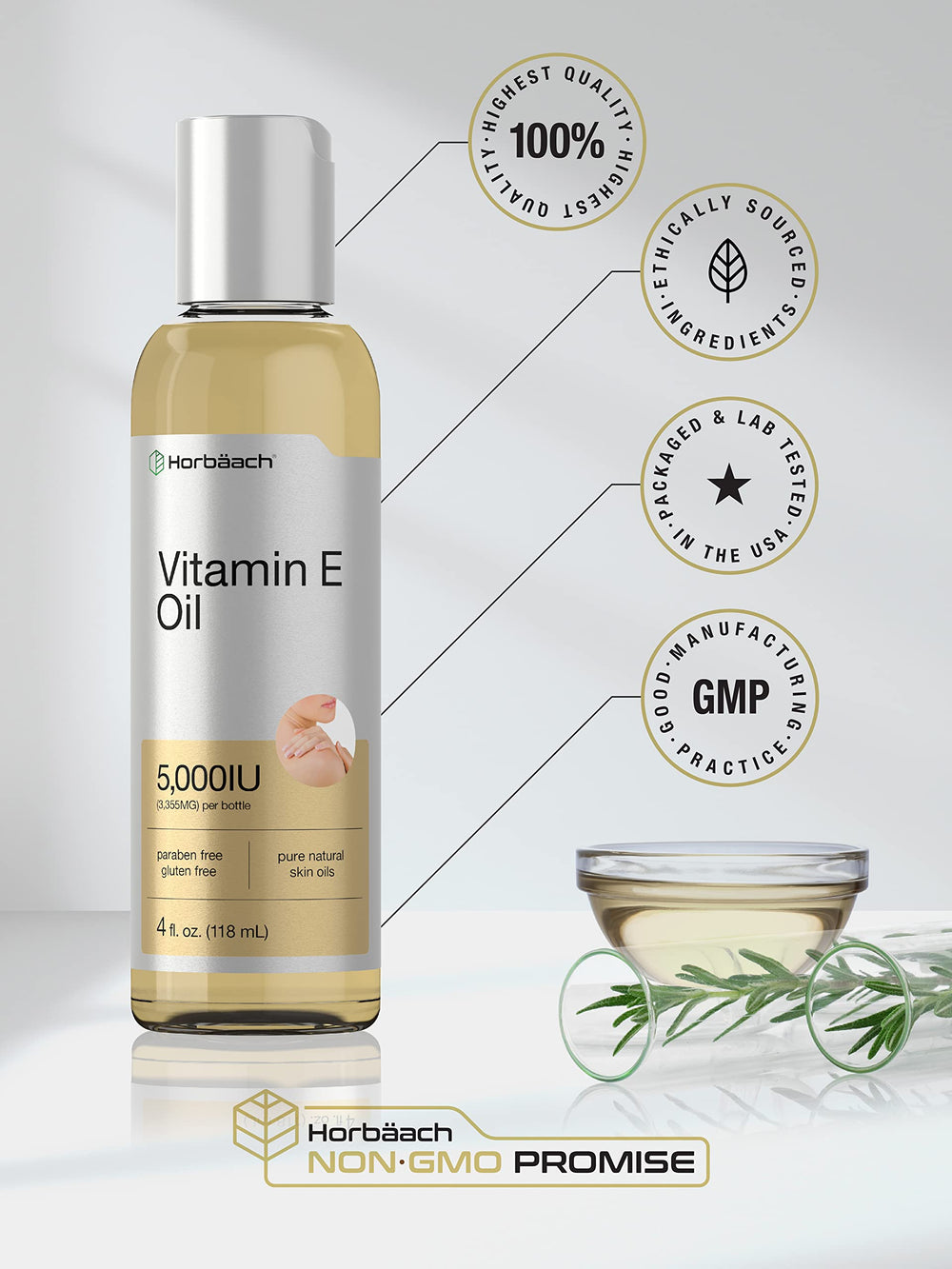 Horbäach Vitamin E Oil on elbows to soften dry skin