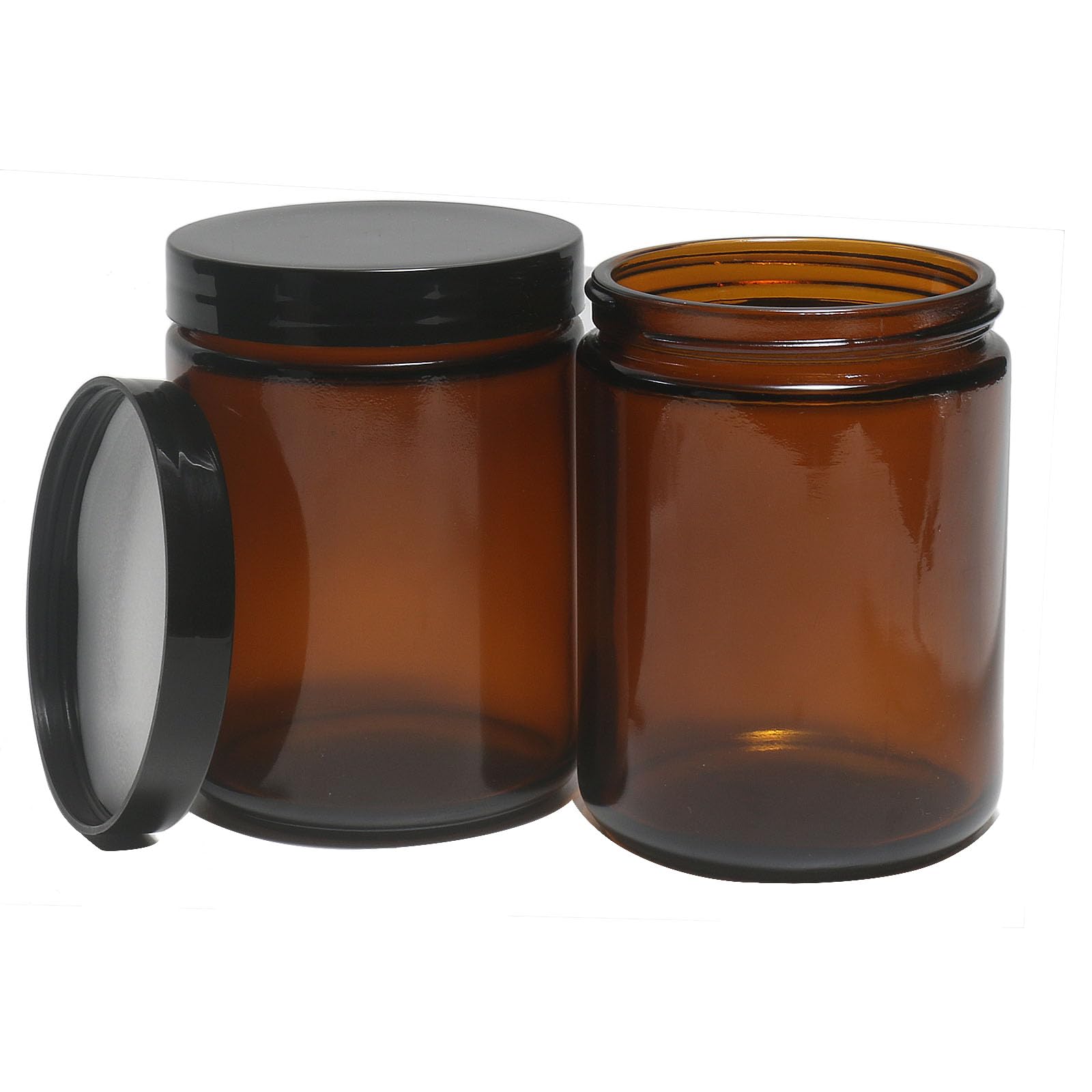 HORMERRY 8oz amber glass jar with lid for travel cosmetic storage