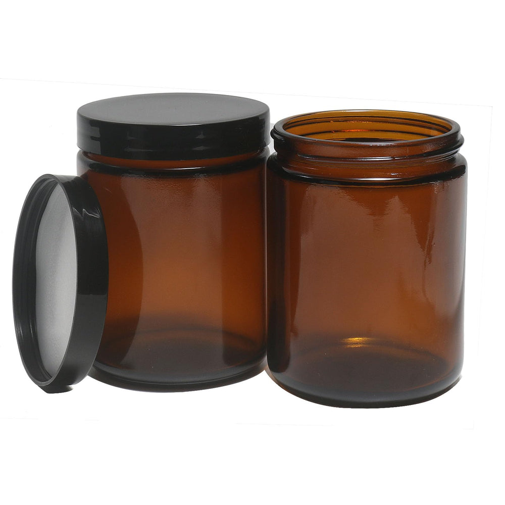 HORMERRY 8oz amber glass jar with lid for travel cosmetic storage