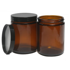 HORMERRY 8oz amber glass jar with lid for travel cosmetic storage
