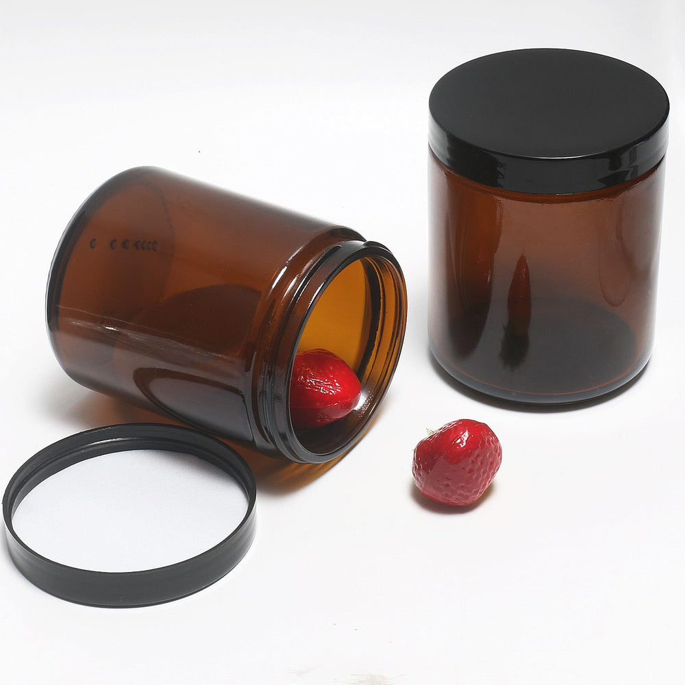 HORMERRY amber cosmetic jar for creams and lotions with durable glass