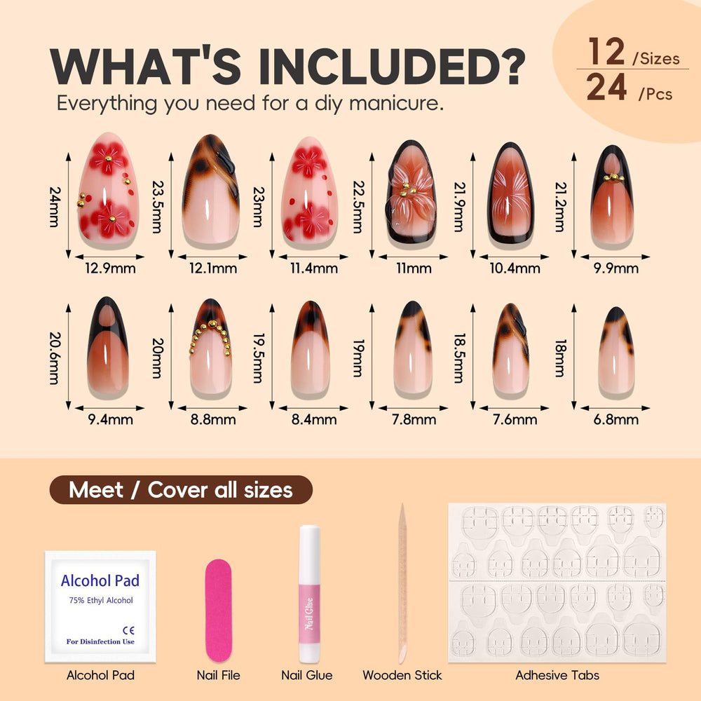 HOSAILY blossom gradient nails with 3D flower detail.