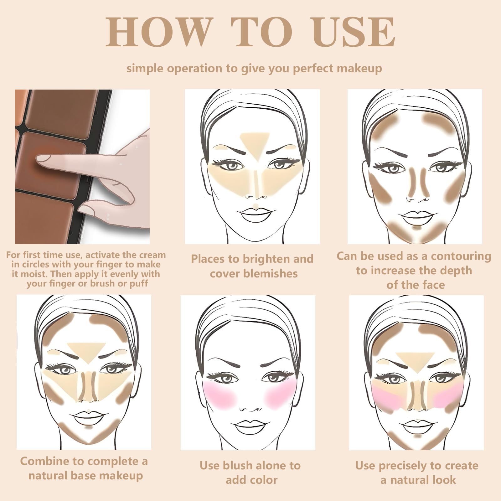 HOSAILY blush swatches showing twelve color options for natural flush