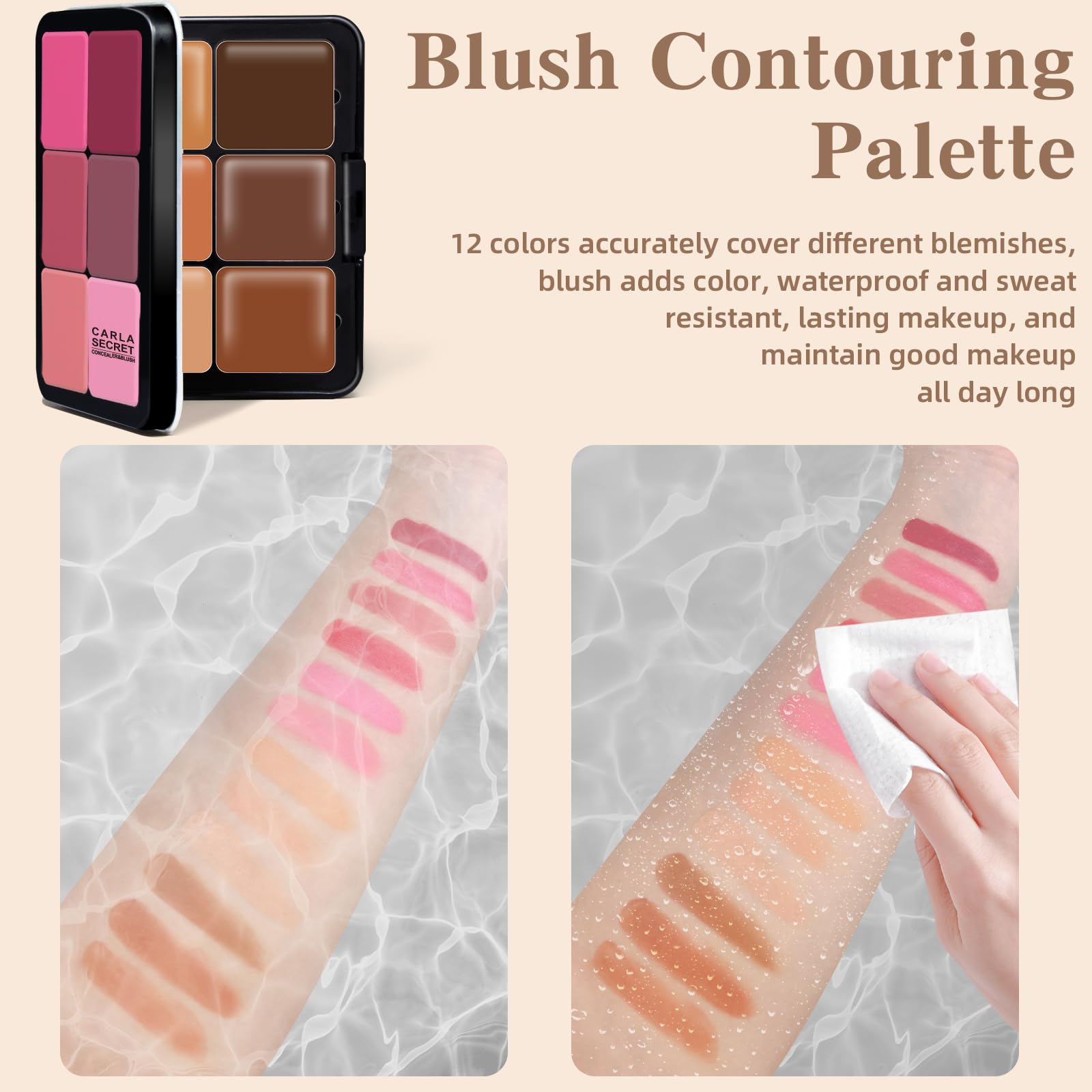 HOSAILY Cream Blush & Concealer Palette 02 matte finish application in action