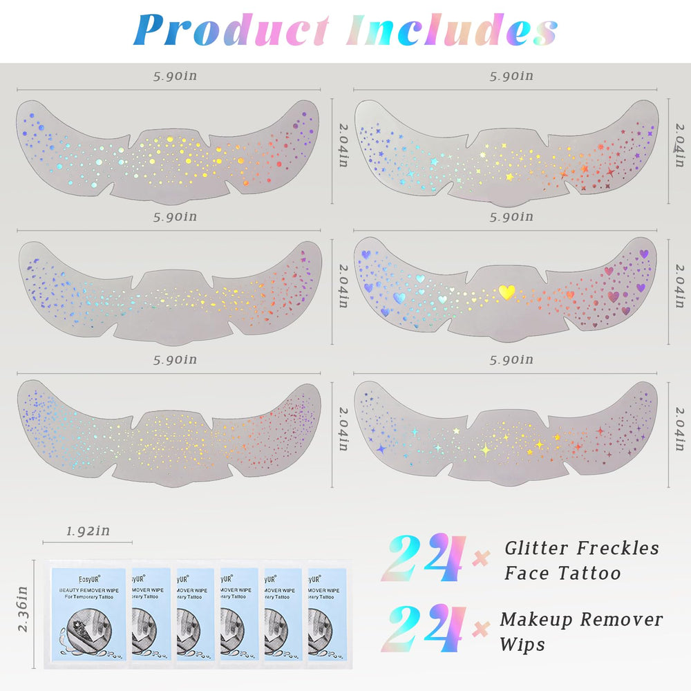HOSAILY easy-apply glitter patches on clean skin for rapid festival glam.