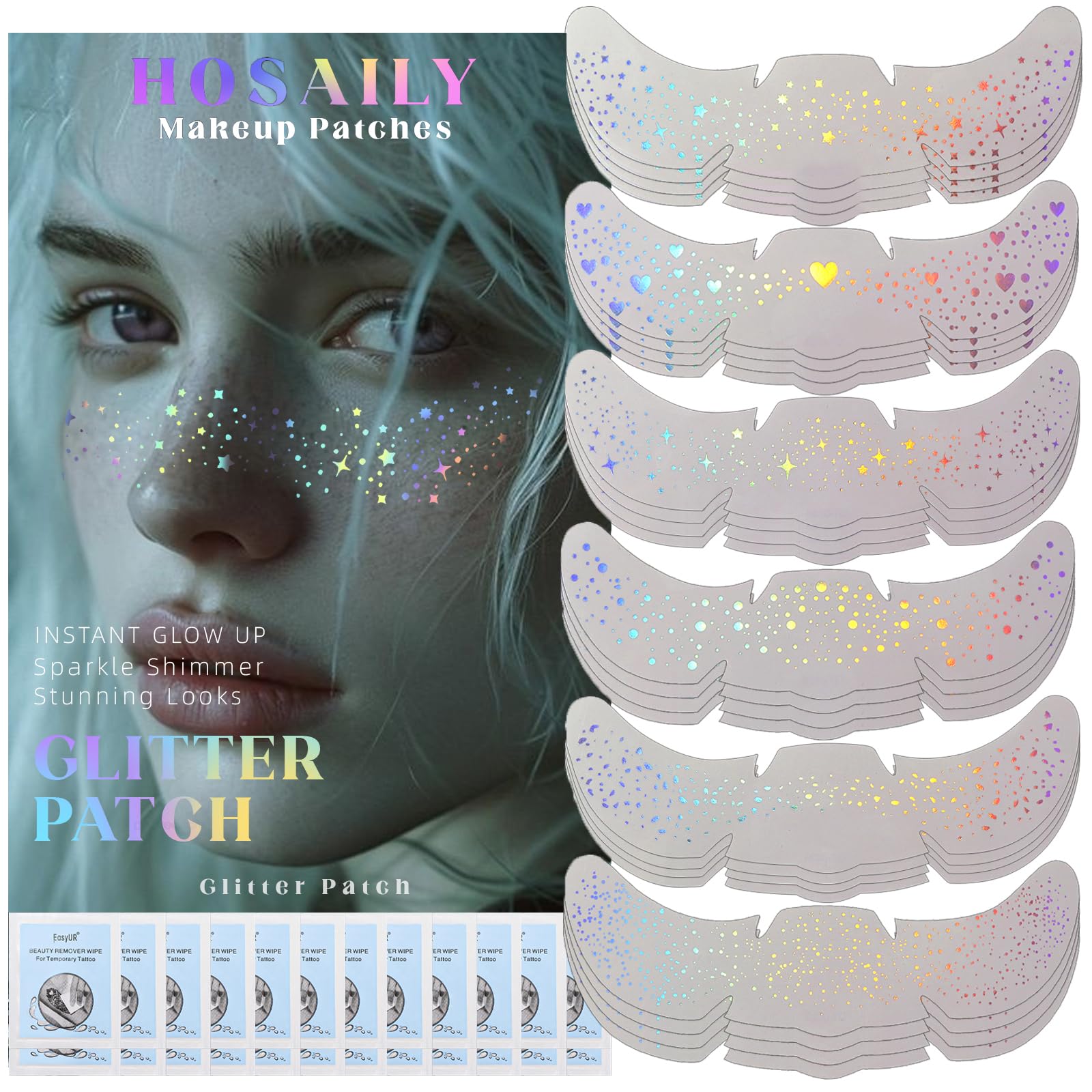 HOSAILY glitter freckles tattoos set for bold festival looks and photo-ready shimmer.