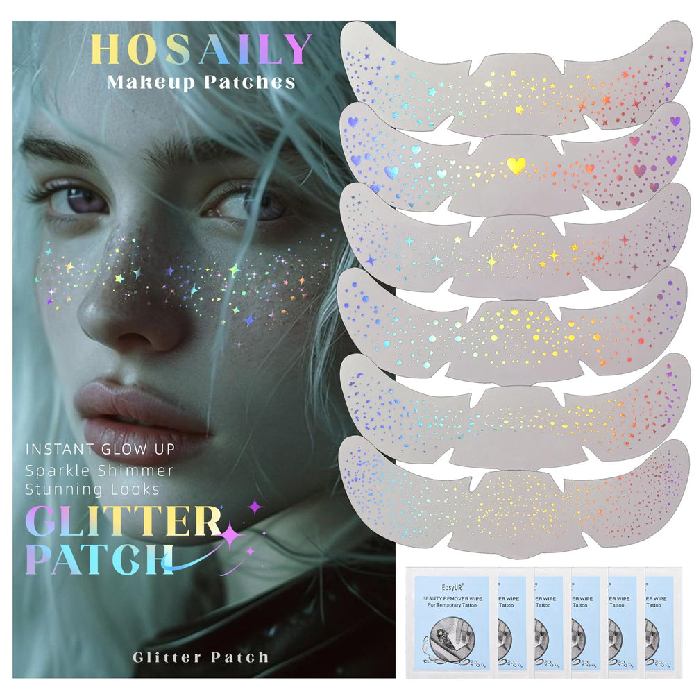 Hosaily holographic glitter freckle patches for radiant festival makeup
