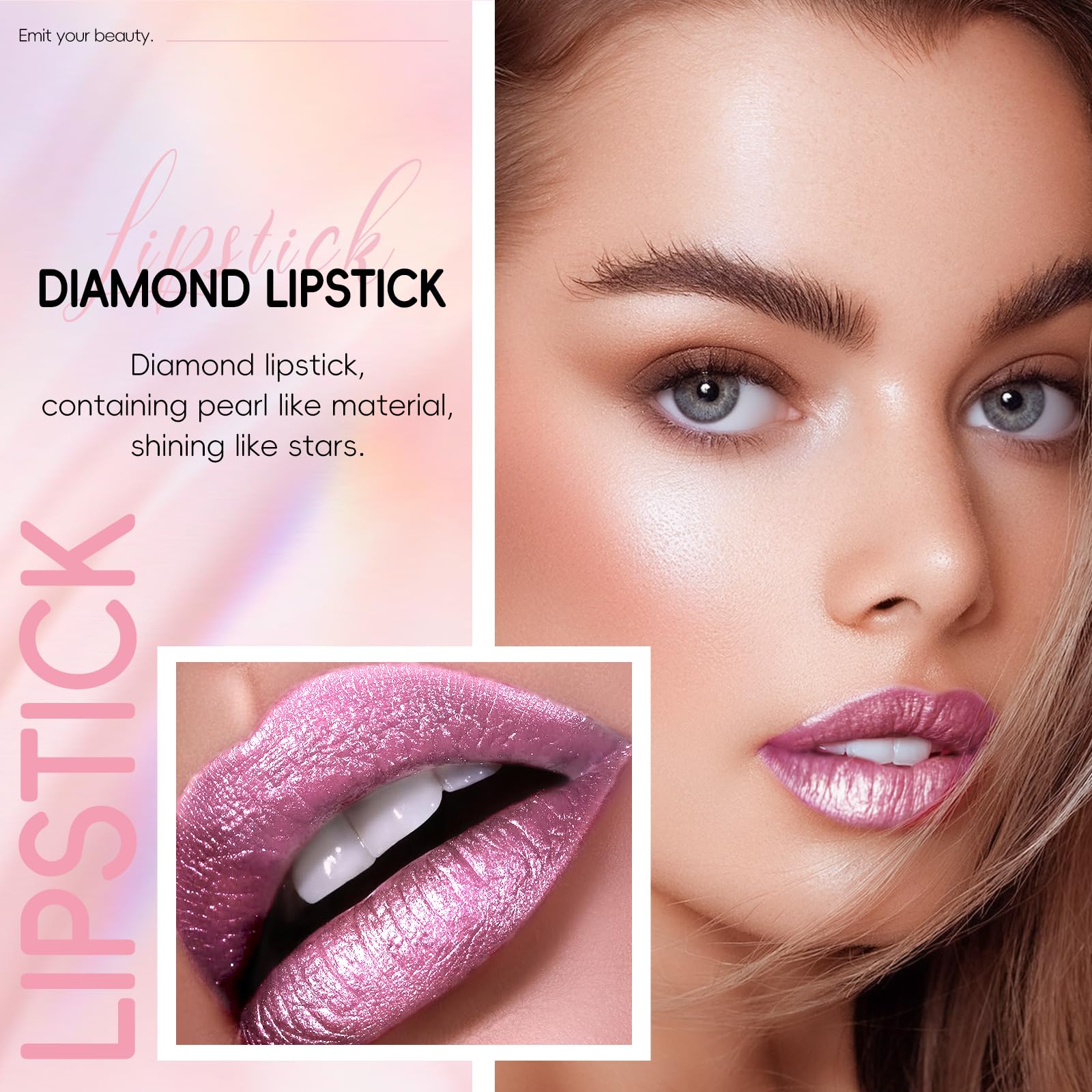 Barra labial HOSAILY con brillo diamante para un look glamoroso.