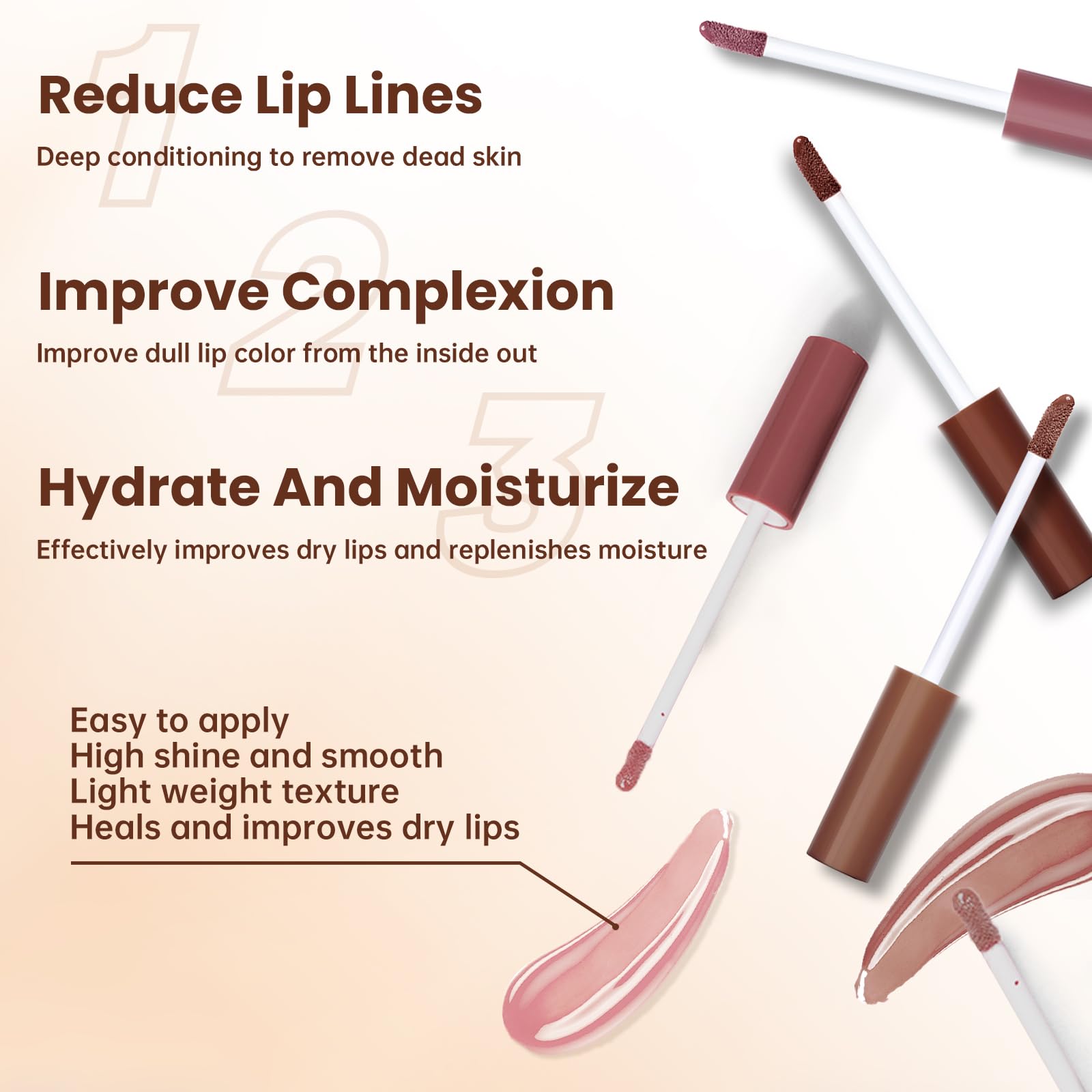 HOSAILY moisturizing plumping lip gloss swatch with rich shine and hydration.