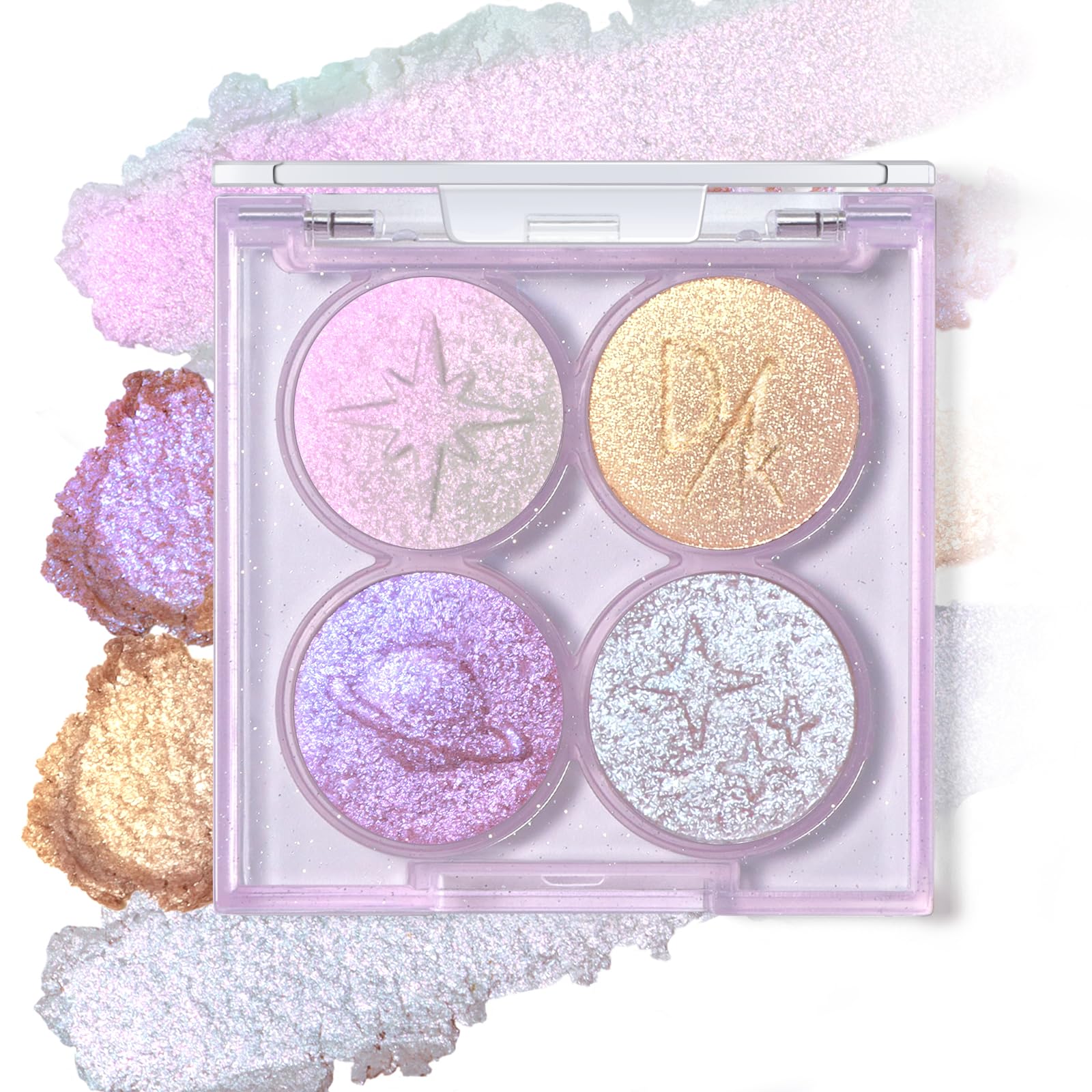 HOSAILY paleta de sombras holográficas, colores iridiscentes para estilos impactantes.